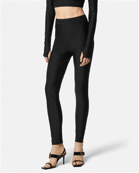 versace leather leggings|Versace leggings outlet.